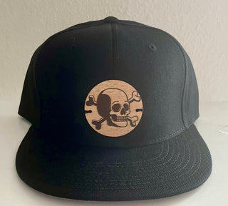 black snapback skull hat