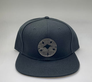Black Snapback Hat with Metal