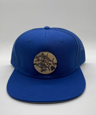 Blue Flat Bill Trucker Hat