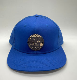 Blue Flat Bill Trucker Hat