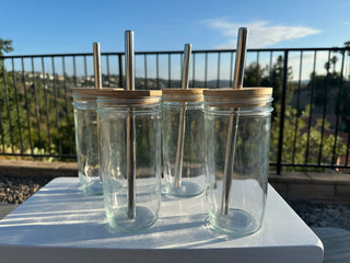 Glasses with Covers & Straws - 4 Piece
