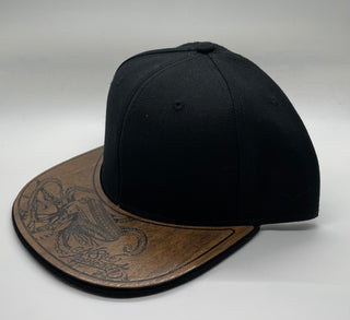 Black Snapback Wood Bill Hat