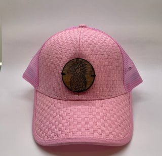 Pink Lauhala Trucker Hat