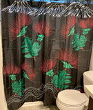 Shower Curtain - Lehua - Black/Red/Green