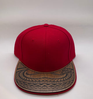 Red Snapback Wood Bill Hat