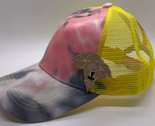 Tie Dye Trucker Hat with Ponytail Holder